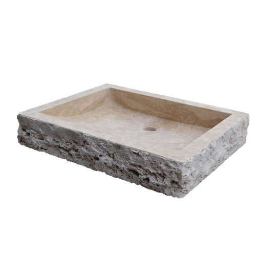 TashMart Chiseled Stone Rectangular Vessel Bathroom Sink Perigold